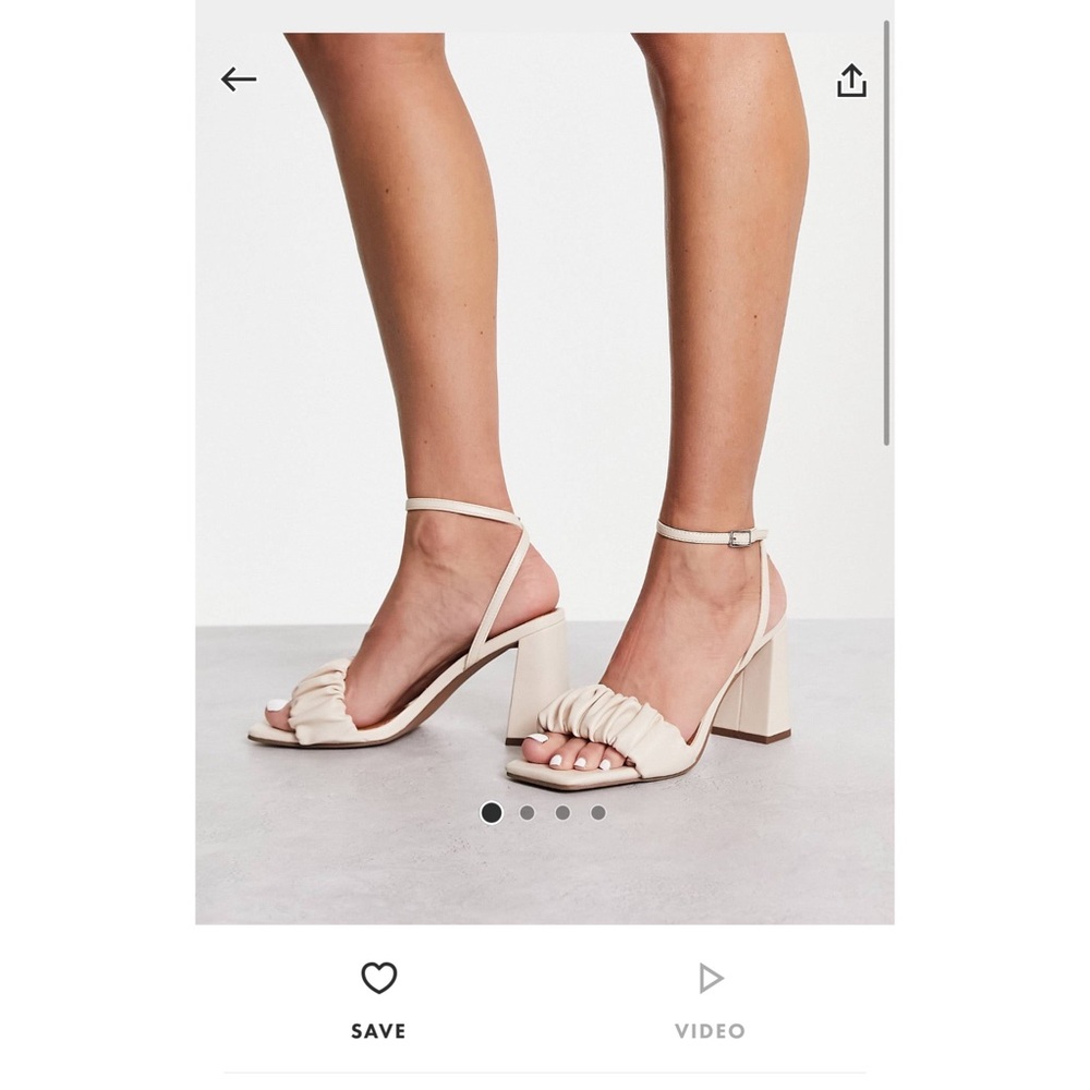 ASOS DESIGN Halo ruched detail mid heeled sandals in off white